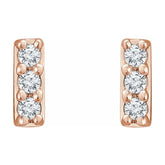 14K Rose .05 CTW Natural Diamond Bar Earrings